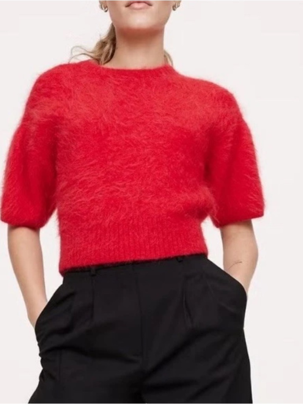 Banana republic fuzzy alpaca blend puff sleeve sweater
